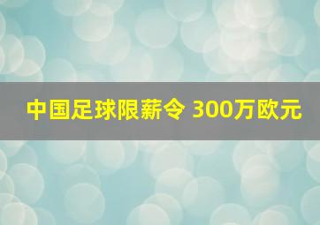 中国足球限薪令 300万欧元